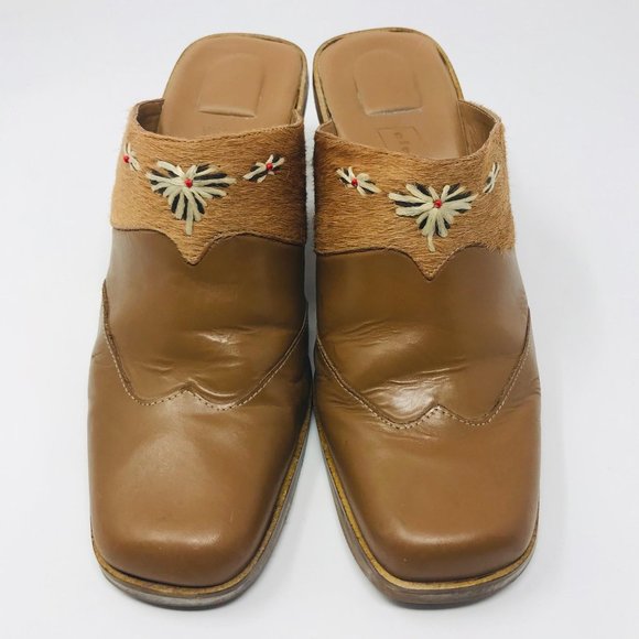 Cloud Walker “Planet” Tan Leather Western Mule 8 - Picture 2 of 8